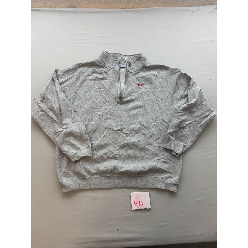Reebok Mens XL Heather Gray Quarter Zip Fleece Pullover Sweatshirt RBLK111704